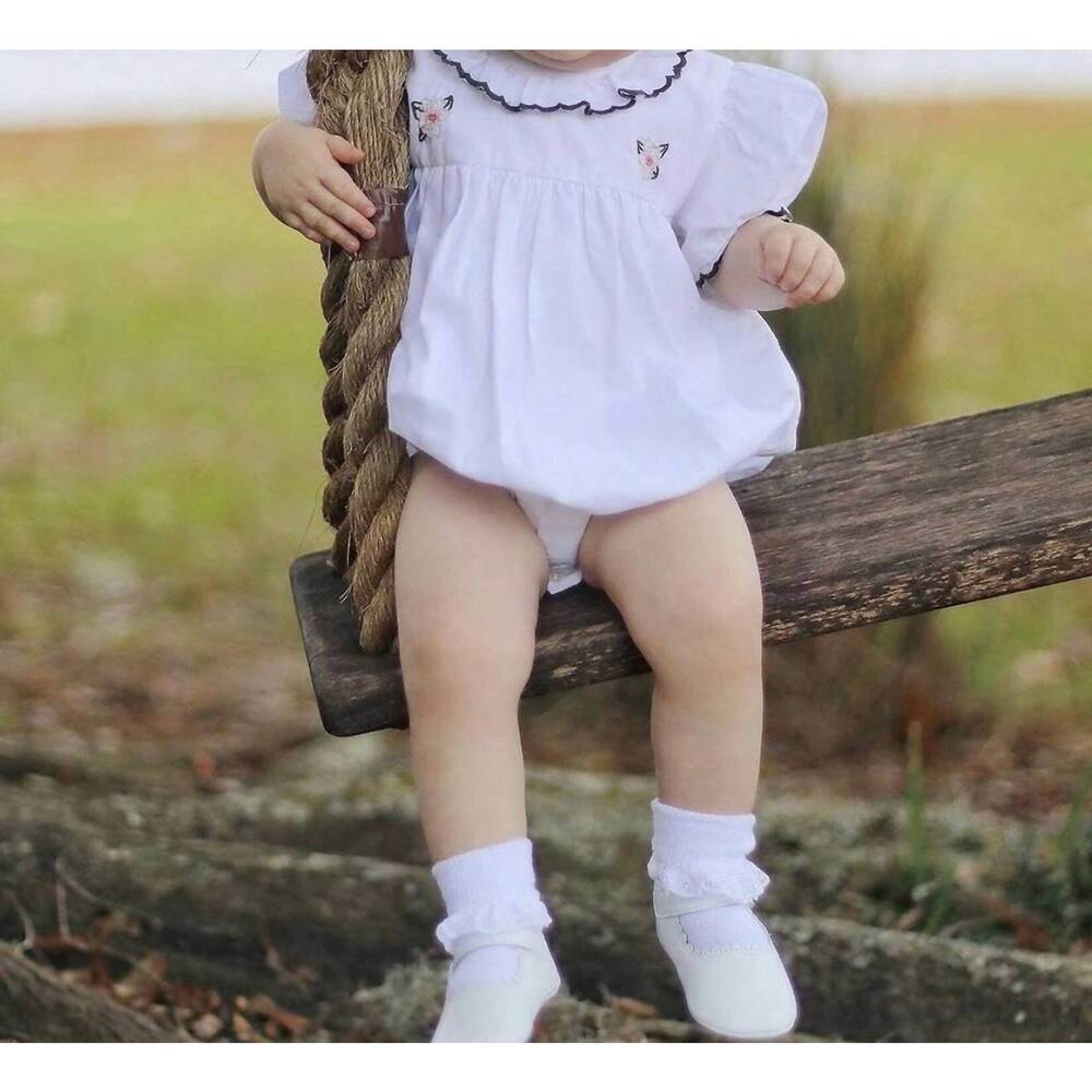 NEW CHRISTIAN ELIZABETH magnolia bubble romper in white